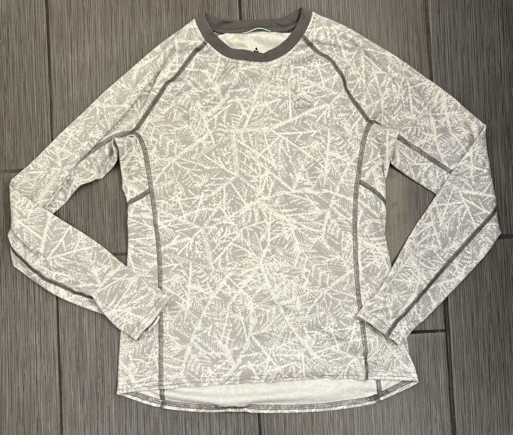 L.L.Bean Long Sleeve Performance Shirt Gray/White Women's Size Medium Regular